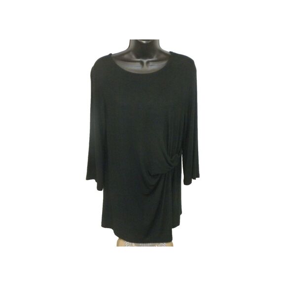Soft Surroundings Top M Black Clara Tunic Twist Front Bell Sleeve Witchy Goth - Picture 1 of 9
